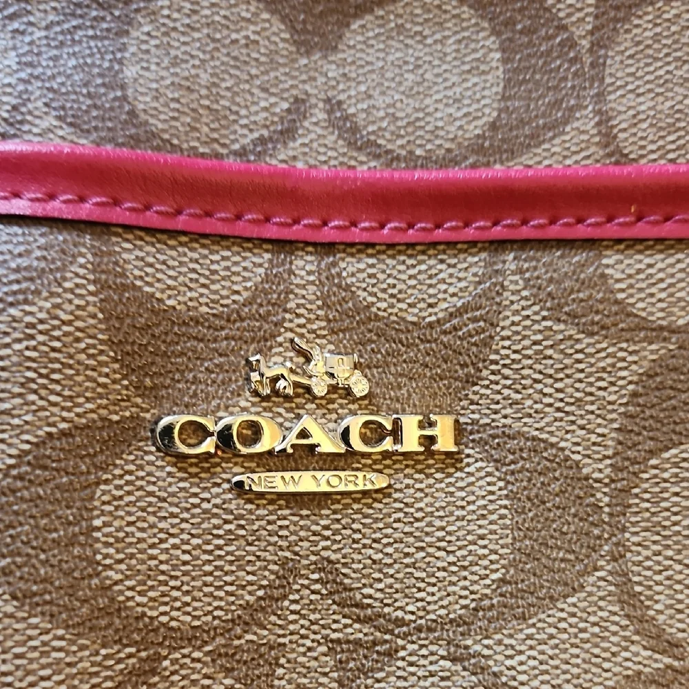 Coach Signature Crossbody‎ Shoulder Bag in Khaki & Pink